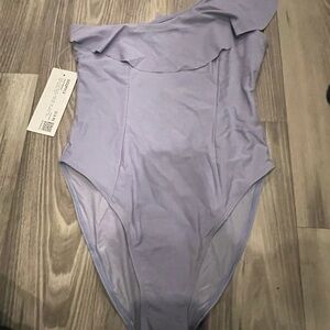 Lavender One-Shoulder Swimsuit